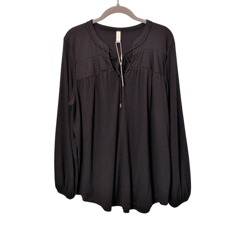 NWT Gentle Fawn Women's Sz M Paltrow Black Flowy Loose Fit Top Boho Peasant